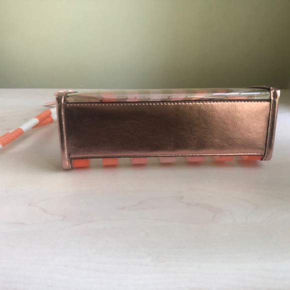 New Victoria’s Secret Orange and Ombré Gold Tote & Sunset Striped Wristlet - Picture 2 of 7